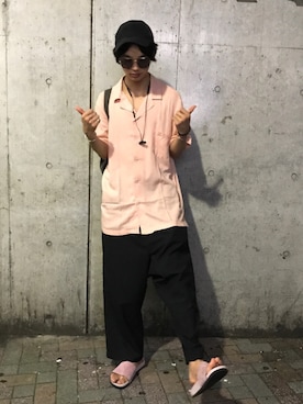 「monomania（モノマニア）のアイテム（パンツ）」を使った、☺︎NAOYA☺︎さん（メンズ・174cm）の夏コーディネート