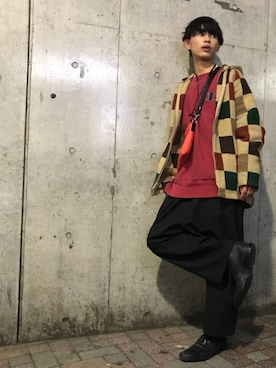 「monomania（モノマニア）のアイテム（パンツ）」を使った、☺︎NAOYA☺︎さん（メンズ・174cm）の秋コーディネート