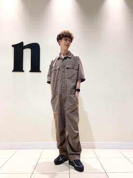 「coen（コーエン）のアイテム（オールインワン・サロペット）」を使った、coenふなやまさん（メンズ・170cm）の春コーディネート