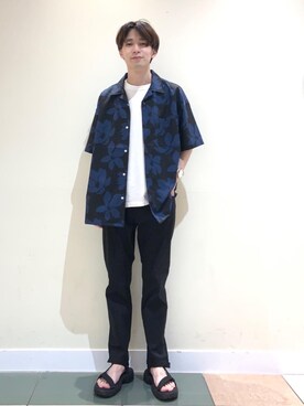 「USAコットン」｜「アイテム（サンダル）」を使った、coenふなやまさん（メンズ・170cm）の春コーディネート