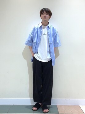 「USAコットン」｜「アイテム（サンダル）」を使った、coenふなやまさん（メンズ・170cm）の夏コーディネート