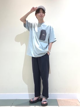 「KELTY（ケルティ）のアイテム（帽子）」を使った、coenふなやまさん（メンズ・170cm）の夏コーディネート