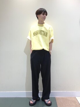 「USAコットン」｜「アイテム（サンダル）」を使った、coenふなやまさん（メンズ・170cm）の夏コーディネート
