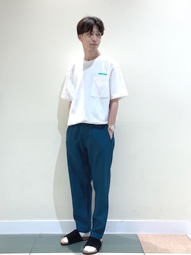 「coen（コーエン）のアイテム（スラックス）」を使った、coenふなやまさん（メンズ・170cm）の夏コーディネート