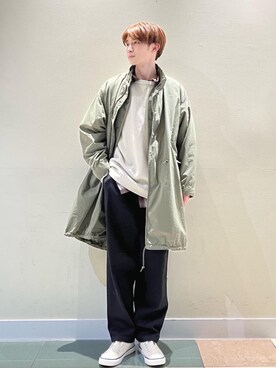 「coen（コーエン）のアイテム（モッズコート）」を使った、coenふなやまさん（メンズ・170cm）の秋コーディネート