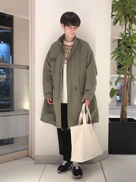 「coen（コーエン）のアイテム（モッズコート）」を使った、coenふなやまさん（メンズ・170cm）の冬コーディネート