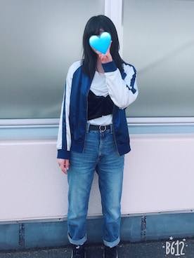 「Honeys（ハニーズ）のアイテム（MA-1）」を使った、やまゆのさん（レディース・165cm）の春コーディネート