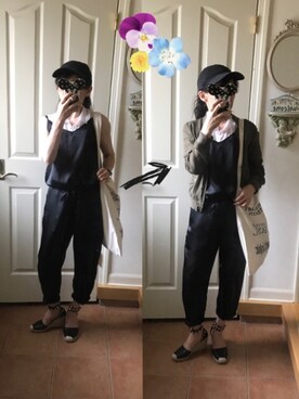 「TODAYFUL（トゥデイフル）のVintageトートバッグ（トートバッグ）」を使った、Lauriamさん（レディース・154cm）の夏コーディネート