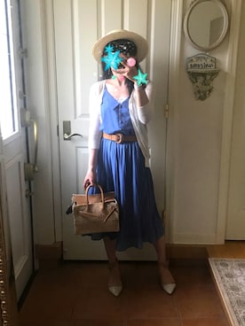 「SEA（シー）のカゴバッグS（かごバッグ）」を使った、Lauriamさん（レディース・154cm）の夏コーディネート
