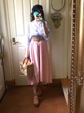 「SEA（シー）のカゴバッグS（かごバッグ）」を使った、Lauriamさん（レディース・154cm）の夏コーディネート