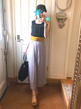 「ロンクスカート」｜「アイテム（帽子）」を使った、Lauriamさん（レディース・154cm）の秋コーディネート