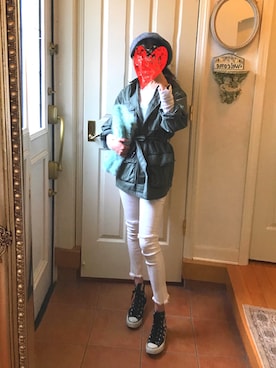 「MERCURYDUO（マーキュリーデュオ）のアイテム（クラッチバッグ）」を使った、Lauriamさん（レディース・154cm）の秋コーディネート