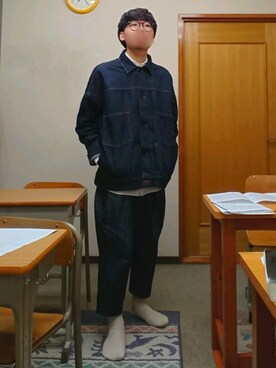 「BASISBROEK（バシスブルック）のアイテム（デニムジャケット）」を使った、がんぬさん（メンズ・169cm）の春コーディネート