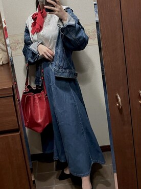 「古着女子」｜「アイテム（デニムジャケット）」を使った、seさん（レディース・156cm）の春コーディネート