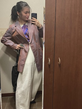 「merlot plus（メルロープリュス）のアイテム（ジャケット/アウター）」を使った、seさん（レディース・156cm）の春コーディネート