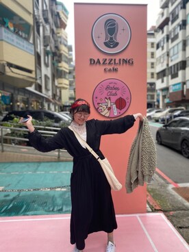 「afad_taiwanのアイテム（ワンピース、ブラック系）」を使った、樂さん（レディース・163cm）の春コーディネート