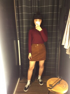 「PULL&BEAR（プルアンドベア）のアイテム（スカート）」を使った、bubbleさん（レディース・150cm）の冬コーディネート