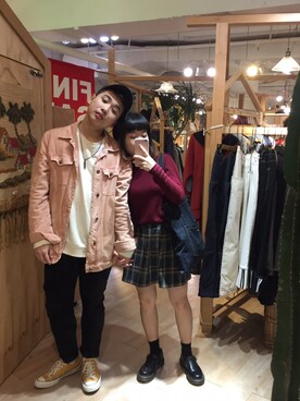 「PULL&BEAR（プルアンドベア）のアイテム（デニムジャケット）」を使った、bubbleさん（レディース・150cm）の冬コーディネート