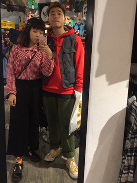 「PULL&BEAR（プルアンドベア）のアイテム（チノパンツ）」を使った、bubbleさん（レディース・150cm）の冬コーディネート