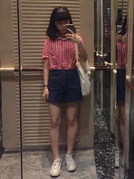 「6IXTY8IGHTのアイテム（パンツ）」を使った、bubbleさん（レディース・150cm）の夏コーディネート