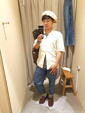 「nano・universe」｜「アイテム（ハンチング/ベレー帽）」を使った、凜ノ助さん（メンズ・165cm）の夏コーディネート