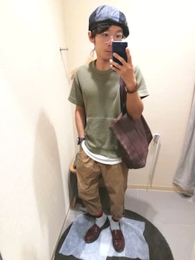 「Ruben（ルーベン）のアイテム（ハンチング/ベレー帽）」を使った、凜ノ助さん（メンズ・165cm）の夏コーディネート
