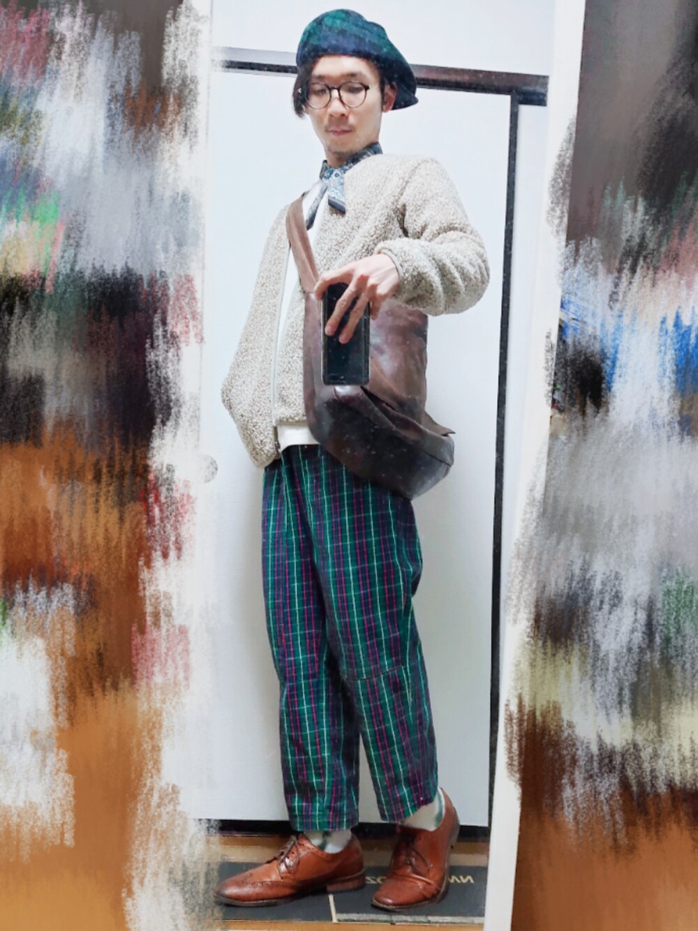 凜ノ助さんの「ORIENTAL SCARF NECKLACE/オリエンタルスカーフネックレス（AZUL by moussy）」を使ったコーディネートの1枚目の写真