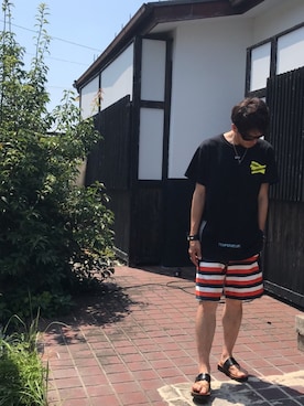 「DRIES VAN NOTEN（ドリスヴァンノッテン）のアイテム（サンダル）」を使った、YMDMさん（メンズ・171cm）の夏コーディネート