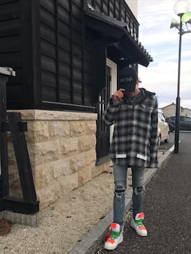 「AZSのアイテム（キャップ）」を使った、YMDMさん（メンズ・171cm）の冬コーディネート