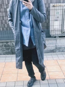 「ロング丈」｜「アイテム（ブルゾン）」を使った、ゆすさん（メンズ・160cm）の冬コーディネート