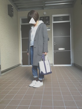 「ジャックパーセル」｜「アイテム（チェスターコート）」を使った、ぴーさん。さん（レディース・152cm）の冬コーディネート
