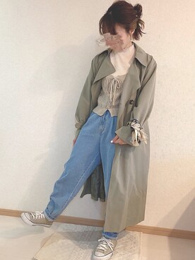 「SpRay（スプレイ）のアイテム（トレンチコート）」を使った、Azukoさん（レディース・158cm）の春コーディネート