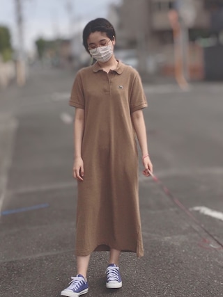 LACOSTE×BEAMS BOY／別注 ポロ　ロング　ワンピース これから活躍間違いなし！LACOSTE × BEAMS BOY 別注ワンピース