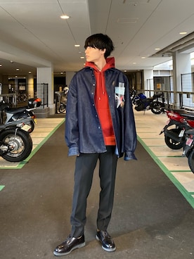 「STUDIOUS（ステュディオス）のアイテム（スラックス）」を使った、shotaさん（メンズ・175cm）の春コーディネート