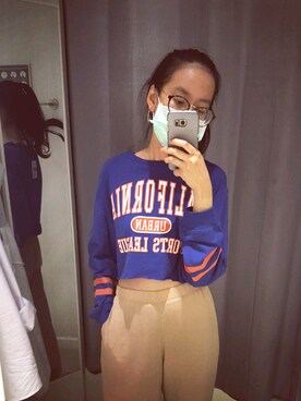 「H&M（エイチ・アンド・エム）のアイテム（ジャージ）」を使った、Kwan Quanさん（レディース・168cm）の夏コーディネート