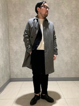 「SHIPS（シップス）のアイテム（ステンカラーコート）」を使った、吉田さん（メンズ・170cm）の秋コーディネート