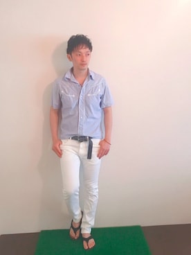 「Paul Smith（ポールスミス）のアイテム（サンダル）」を使った、Hamakeiさん（メンズ・167cm）の春コーディネート