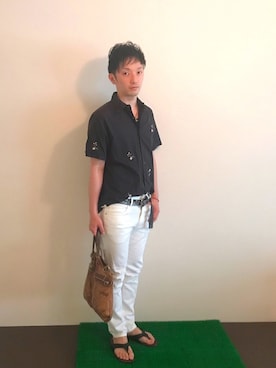 「Paul Smith（ポールスミス）のアイテム（サンダル）」を使った、Hamakeiさん（メンズ・167cm）の春コーディネート