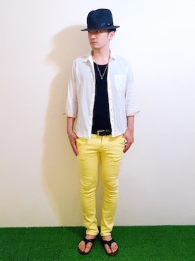 「Paul Smith（ポールスミス）のアイテム（サンダル）」を使った、Hamakeiさん（メンズ・167cm）の夏コーディネート