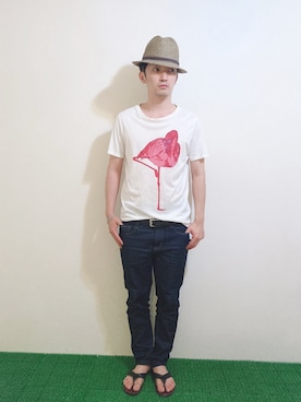 「Paul Smith（ポールスミス）のアイテム（サンダル）」を使った、Hamakeiさん（メンズ・167cm）の夏コーディネート