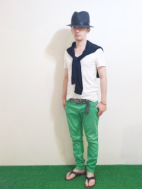 「Paul Smith（ポールスミス）のアイテム（サンダル）」を使った、Hamakeiさん（メンズ・167cm）の夏コーディネート