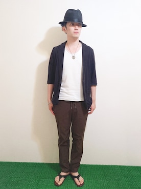 「Paul Smith（ポールスミス）のアイテム（サンダル）」を使った、Hamakeiさん（メンズ・167cm）の夏コーディネート