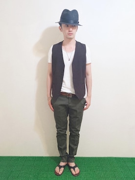 「Paul Smith（ポールスミス）のアイテム（サンダル）」を使った、Hamakeiさん（メンズ・167cm）の夏コーディネート