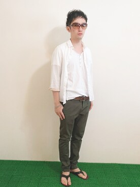 「Paul Smith（ポールスミス）のアイテム（サンダル）」を使った、Hamakeiさん（メンズ・167cm）の夏コーディネート