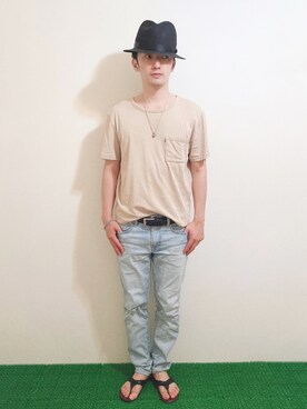 「Paul Smith（ポールスミス）のアイテム（サンダル）」を使った、Hamakeiさん（メンズ・167cm）の夏コーディネート