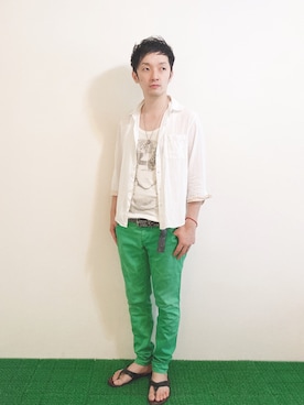 「soe（ソーイ）のアイテム（タンクトップ）」を使った、Hamakeiさん（メンズ・167cm）の夏コーディネート