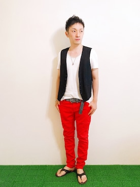 「Paul Smith（ポールスミス）のアイテム（サンダル）」を使った、Hamakeiさん（メンズ・167cm）の夏コーディネート