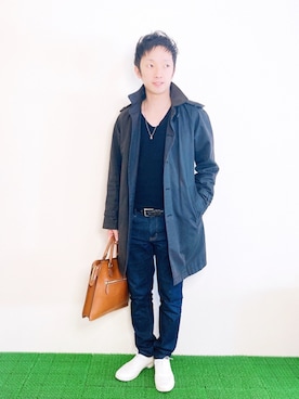 「Paul Smith（ポールスミス）のアイテム（トレンチコート）」を使った、Hamakeiさん（メンズ・167cm）の冬コーディネート