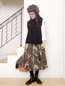 「Pコート」｜「アイテム（腕時計）」を使った、eriさん（レディース・163cm）の冬コーディネート