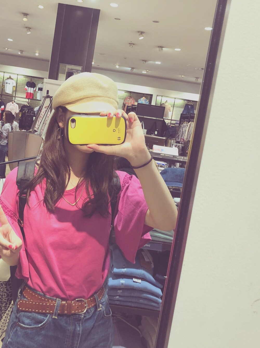 「カジュアル、おしゃれさんと繋がりたい」｜「GUのアイテム（トップス、ピンク系）」を使った、[ナポレオン]さん（レディース・170cm）の春コーディネートの1枚目の写真